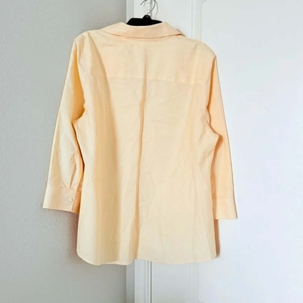 Chicos No-Iron Cotton Striped Pocket White & Yellow Nautical Shirt 2 - Picture 5 of 6